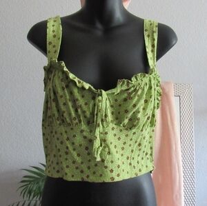 LA HEARTS Green Floral Top